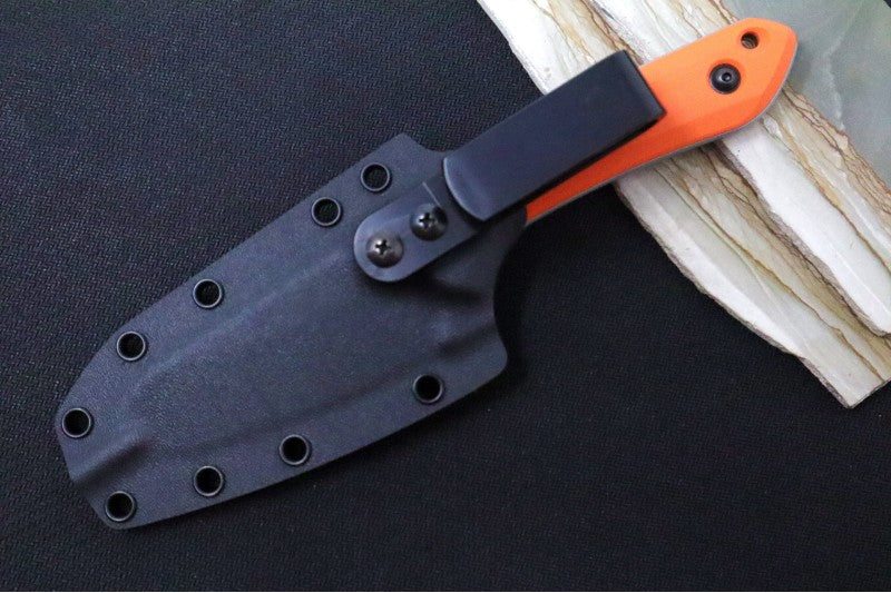 Schwarz Designs Overland - Orange G-10 Handle / Magnacut Blade / Stonewash Finish / Black Kydex Sheath