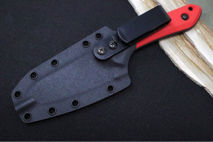 Schwarz Designs Overland - Red G-10 Handle / Magnacut Blade / Black Cerakote Finish / Black Kydex Sheath