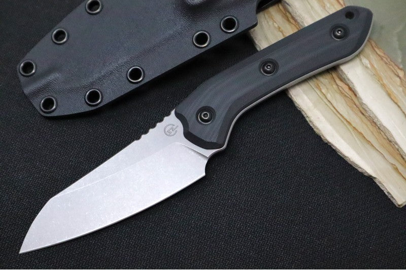 Schwarz Designs Overland - Black G-10 Handle / Magnacut Blade / Stonewash Finish / Black Kydex Sheath
