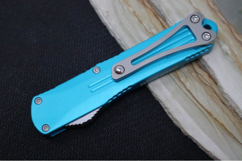 Heretic Knives Manticore S OTF - Turqouise Anodized Aluminum Handle / Stonewash Finish / Bowie Blade H022B-2A-TQ
