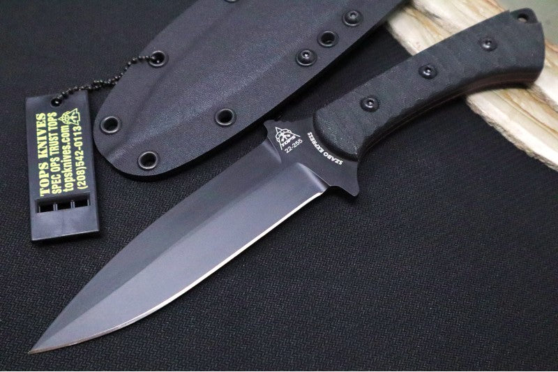 Tops Szabo Express - 1095 Steel / Black Canvas Micarta Handle / Kydex Sheath SZEX-01 - Northwest Knives