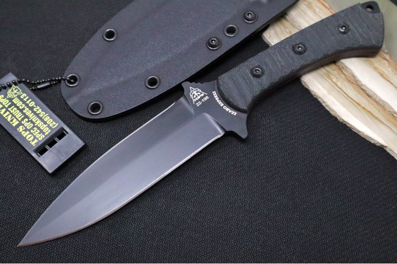Tops Szabo Express Top Edge Sharp - 1095 Steel / Black Canvas Micarta Handle / Kydex Sheath SZEX-02