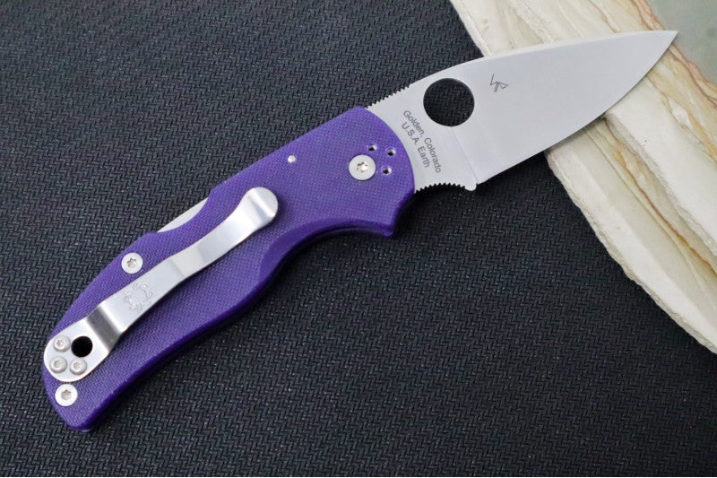 Dark Blue G10 Handle | Satin Blade | Spyderco Native 5 g10 | Northwest Knives