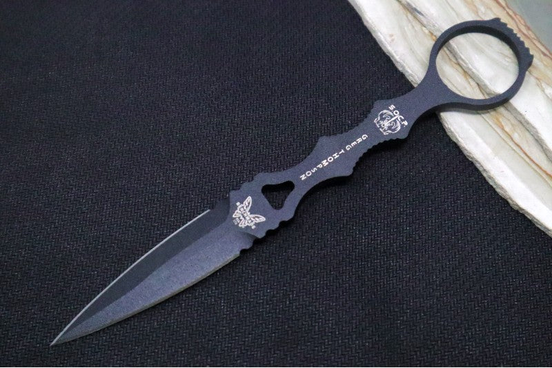 Benchmade 176BK-COMBO SOCP Dagger - Black Fixed Blade / Black Handle with Trainer