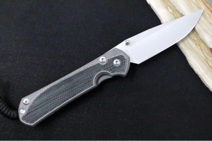 Chris Reeve Knives Large Sebenza 31 Left Handed - Drop Point Blade / Black Canvas Micarta L31-1201