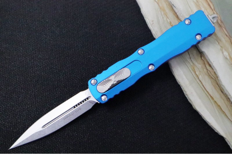 Microtech Dirac OTF - Dagger Blade / Stonewash Finish / Blue Handle 225-10BL
