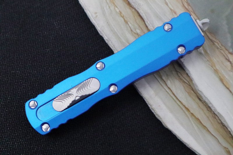 Microtech Dirac OTF - Dagger Blade / Stonewash Finish / Blue Handle 225-10BL