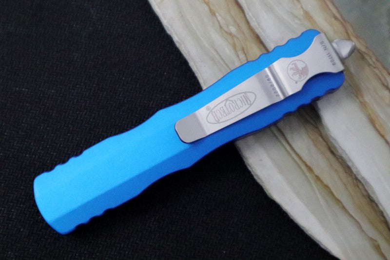 Microtech Dirac OTF - Dagger Blade / Stonewash Finish / Blue Handle 225-10BL - Northwest Knives