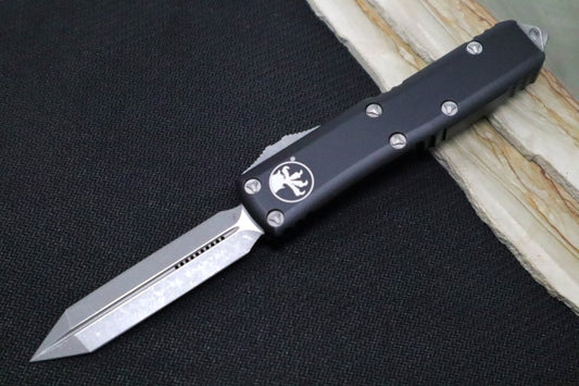 Microtech UTX-85 OTF - Spartan Blade / Apocalyptic Finish / Black Anodized Aluminum Handle - 230-10AP