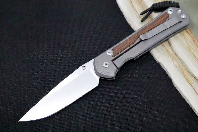 Chris Reeve Knives Large Sebenza 31 Left Handed - Drop Point Blade / Natural Canvas Micarta L31-1213