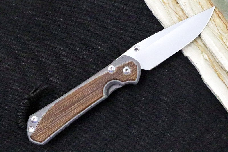 Chris Reeve Knives Large Sebenza 31 Left Handed - Drop Point Blade / Natural Canvas Micarta L31-1213