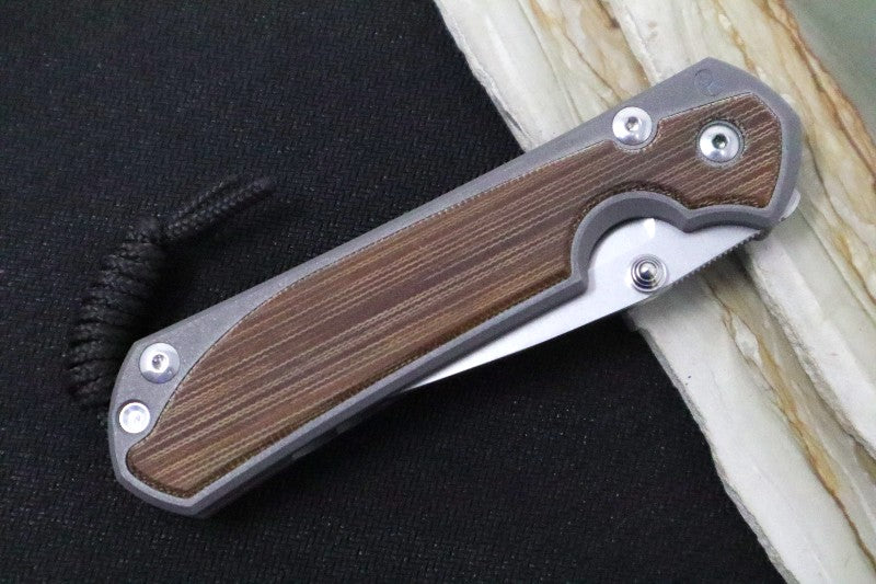 Chris Reeve Knives Large Sebenza 31 Left Handed - Drop Point Blade / Natural Canvas Micarta L31-1213 - Northwest Knives
