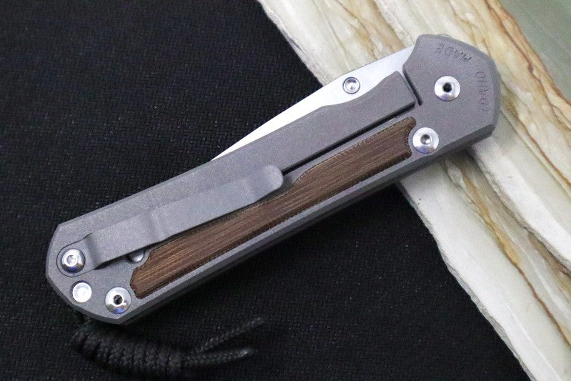 Chris Reeve Knives Large Sebenza 31 Left Handed - Drop Point Blade / Natural Canvas Micarta L31-1213 - Northwest Knives