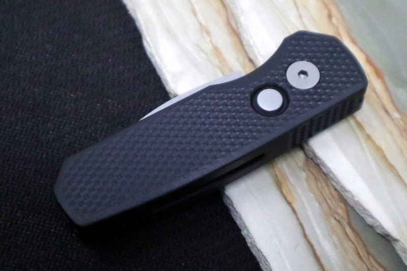 Pro Tech Runt Auto - Black Textured Aluminum Handle / Stonewashed Wharncliffe Blade / Magnacut Steel R5305 - Northwest Knives