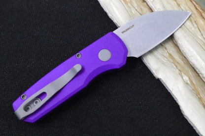 Pro Tech Runt Auto - Purple Aluminum Handle / Stonewashed Wharncliffe Blade / Magnacut Steel R5301-Purple