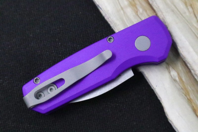 Protech Runt 5 R5401-PURPLE Solid Purple Handle 1.9 Stonewash