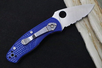 Spyderco Persistence - Blue FRN Handle / Satin Blade with a Full Serrate / CPM-S35VN - C136PSBL