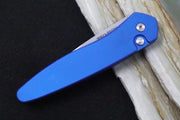 Pro Tech Newport Auto - Blue Handle / Stonewash Plain Edge Blade 3405-BLUE - Northwest Knives