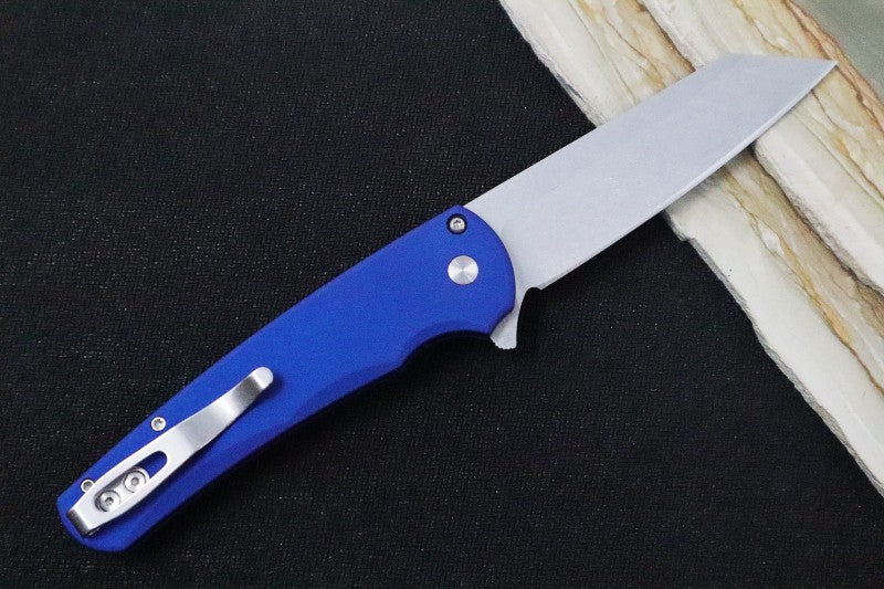 Pro Tech Malibu - Reverse Tanto Stonewash 20CV blade / Blue Aluminum Handle 5201-BLUE - Northwest Knives