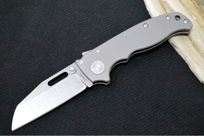 Demko Knives AD 20.5 - Smooth Titanium Handle / Stonewashed Shark foot Blade / CPM-3V Steel