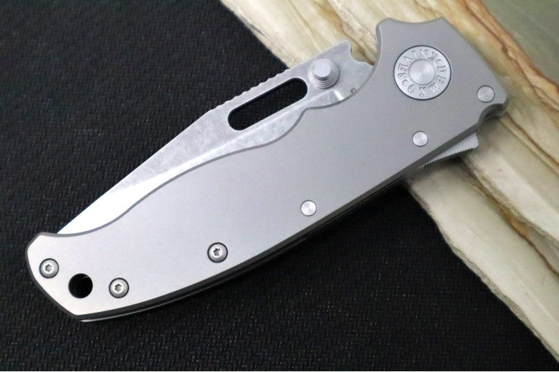 Demko Knives AD 20.5 - Smooth Titanium Handle / Stonewashed Clip Point Blade / CPM-3V Steel