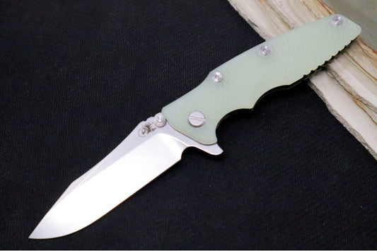 Rick Hinderer Knives Eklipse 3.5" - Spearpoint - Stonewashed Bronzed Frame - Jade G-10