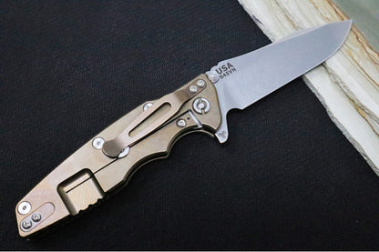 Rick Hinderer Knives Eklipse 3.5" - Spearpoint - Stonewashed Bronzed Frame - Jade G-10