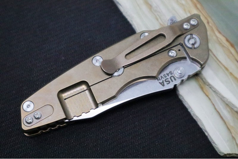 Rick Hinderer Knives Eklipse 3.5" - Spearpoint - Stonewashed Bronzed Frame - Jade G-10