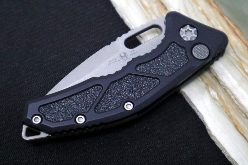 Heretic Knives Medusa Auto - Tanto Style / Black Handle / Battleworn Finished Blade and Hardware H011-5A