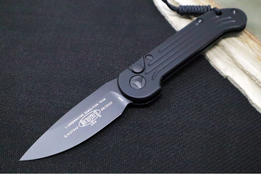 Microtech L.U.D.T Tactical - Black Anodized Aluminum Handle / Black Plain Edge - Automatic Knife