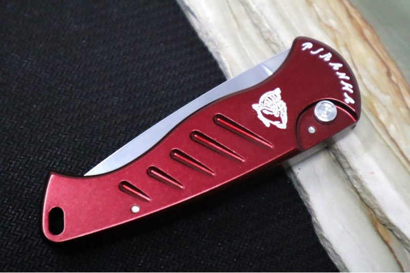 Piranha Knives "Fingerling" - 154CM Blade / Red Aluminum Handle - Northwest Knives