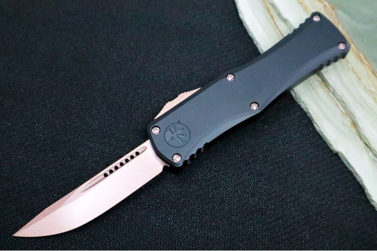 Microtech Hera Signature Series OTF - Single Edge Style / PVD Rose Gold Finish / Black Aluminum Handle 703-1PVDRGS