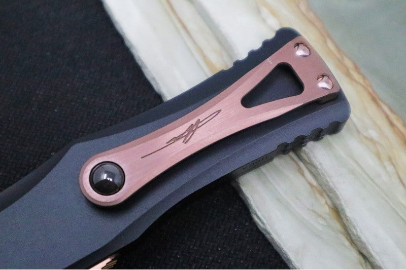 Microtech Hera Signature Series OTF - Single Edge Style / PVD Rose Gold Finish / Black Aluminum Handle 703-1PVDRGS