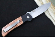 Pro Tech Terzuloa ATCF Auto - Black Aluminum & Maple Burl Handle / 3D Titanium Clip / Stonewash Drop Point Blade / CPM-Magnacut Steel / Mosaic Push Button BT2706 - Northwest Knives