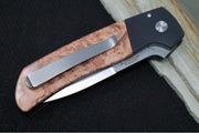 Pro Tech Terzuloa ATCF Auto - Black Aluminum & Maple Burl Handle / 3D Titanium Clip / Stonewash Drop Point Blade / CPM-Magnacut Steel / Mosaic Push Button BT2706 - Northwest Knives