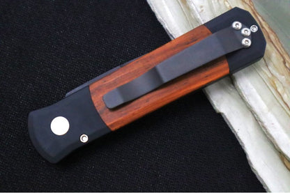 Pro Tech Godson Auto - Black Handle w/ Cocobolo Wood Insert - 154CM Black Blade 704