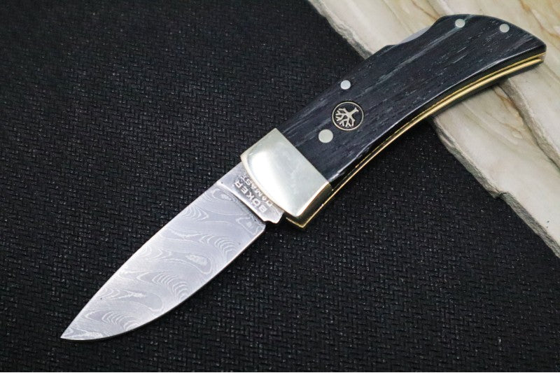 Boker Pocket - Bog Oak Wood Handle / Chad Nichols Stainless Damascus 111108DAM