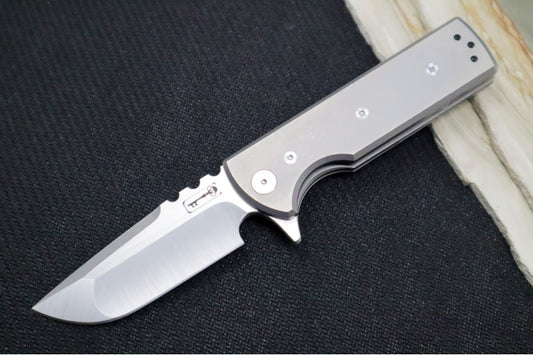 Chaves Knives T.A.K. Flipper - Full Titanium Handle / Belt Finish / Drop Point Blade / M390 Steel
