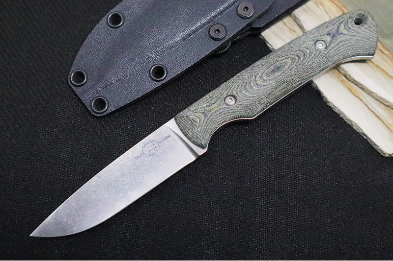 White River Knives Hunter - Black & OD Green Linen Micarta