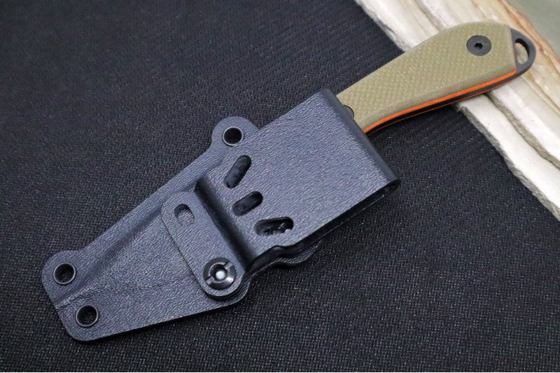 White River Knives Backpacker Pro - OD Green & Orange G10 Handle / CPM-S35VN / Black IonBond Coating WRM1-TGO-CBI