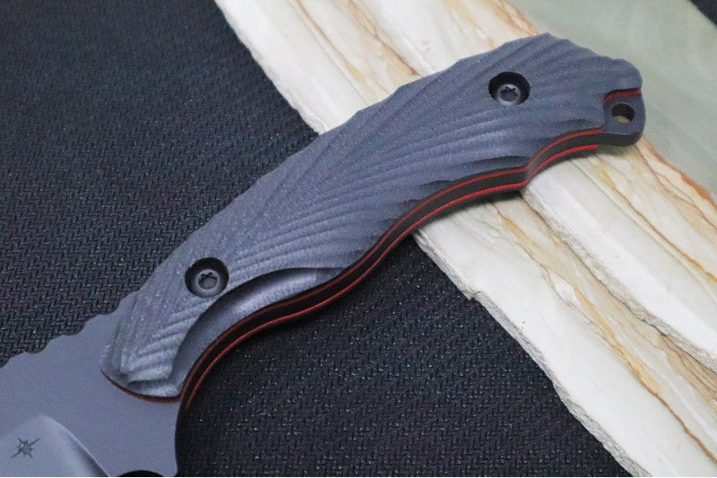 Toor Knives Raven - Shadow Black Gunkote Blade / CPM-3V Steel / Black G-10 Handle & Red Liners / Kydex Sheath