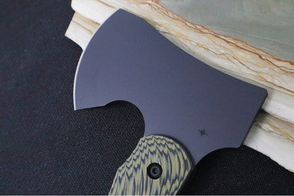 Toor Knives Camp Axe - Fluted Black & OD Green G-10 Handle / Socom Black KG Gunkote D2 Blade / Leather Sheath 850022587801