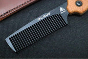 Tops Tac-Rake Beard Comb - Tan Canvas Micarta / Brown Leather Sheath TRAK-01 - Northwest Knives