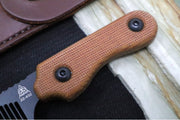 Tops Tac-Rake Beard Comb - Tan Canvas Micarta / Brown Leather Sheath TRAK-01 - Northwest Knives