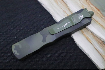 Microtech Dirac Signature Series OTF - Double Edge with a Full Serrate / OD Green Camo Blade & Handle 225-3OCS