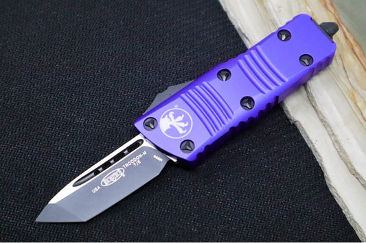 Microtech Mini Troodon OTF - Tanto Blade / Black Finish / Purple Anodized Aluminum Handle 240-1PU