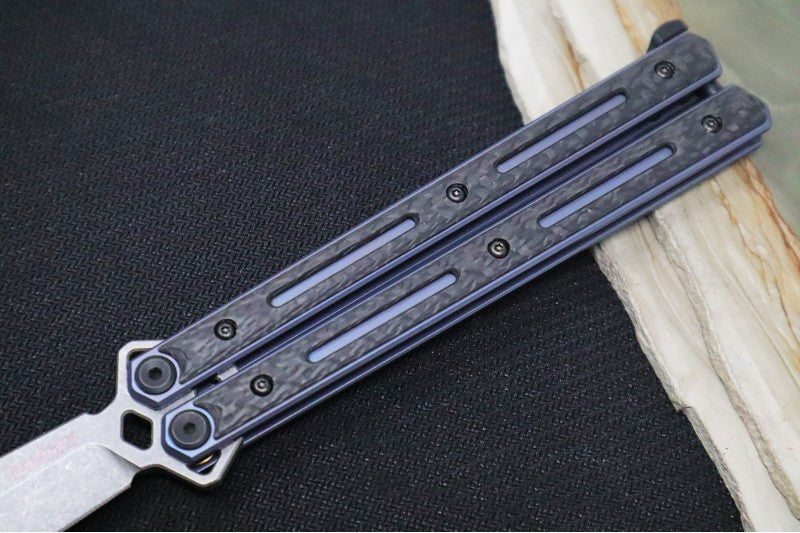 Blue Titanium & Black Carbon Fiber Handle | Kershaw Balisong Knife | Northwest Knives
