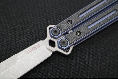 Blue Titanium & Black Carbon Fiber Handle For Kershaw Balisong Knife | Northwest Knives