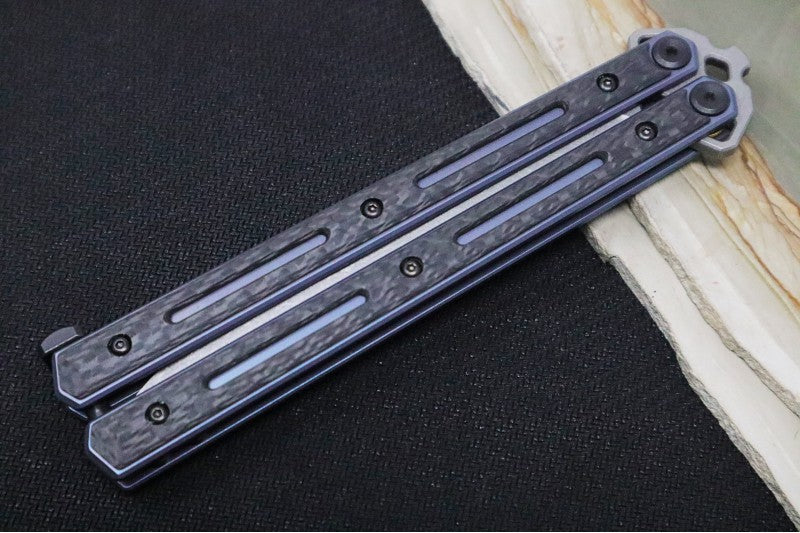 Blue Titanium & Black Carbon Fiber Handle | Kershaw Lucha Balisong Knife | Northwest Knives