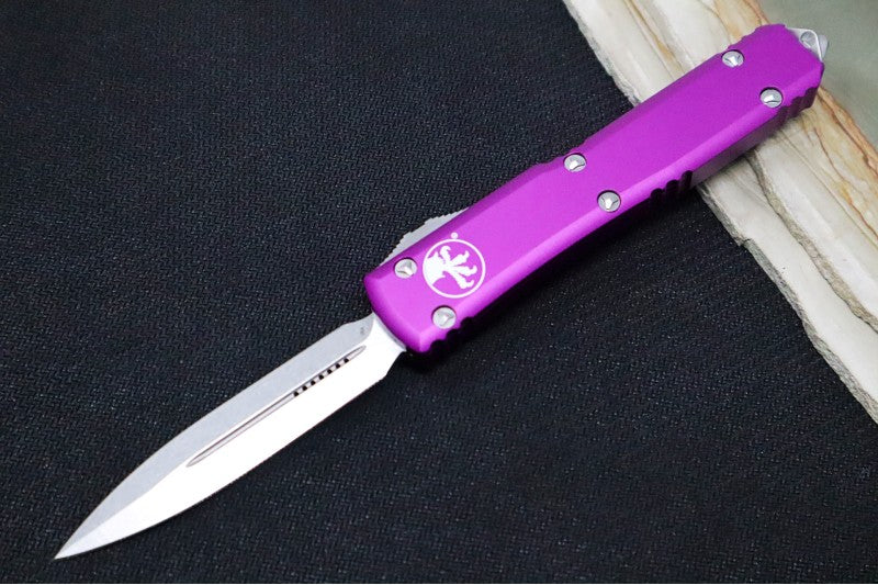 Microtech Ultratech OTF - Dagger Blade / Stonewash Finish / Violet Handle - 122-10VI